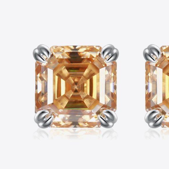 2 Carat Moissanite Platinum-Plated Square Earrings For Women - Picture 3 of 4